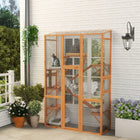 PawHut 99" H Outdoor Catio Enclosure with 6 Jumping Platforms - Orange-Safety net shields cats from vehicles and damage 