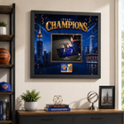 Frameworth New York Knicks 2026 Champions: OG Anunoby Game 4 Tip-In PhotoGlass Framed Photo - 22" W x 18" H - Gold-Photoglass graphics with licensed photo: An officially licensed 8x10 photograph is separately mounted and the surrounding artwork is printed in ultra high definition directly onto glass for vivid colour, deep blacks, and luminous depth