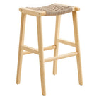Modway Saoirse Woven Rope Wood Bar Stool - Natural Natural - Set of 2-Assembly Required