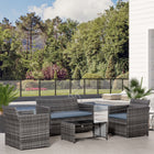Outsunny 4-Piece Patio Furniture Set with Cushions - Grey-Galvanized steel frame for a steady structure, hand-wrapped with durable PE wicker for a stylish rattan