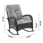 Manhattan Comfort Fruttuo 29.52" Traditional Patio Rocking Chair - Mixed Grey-Unique Center Tufted Design Button