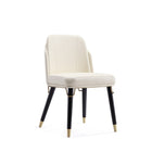 Manhattan Comfort Estelle 20.08" Modern Faux Leather Upholstered Dining Chair - Cream and Black-Modern Dining Chair Perfect for Dining and Home Office Use