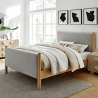 Modway Maven Queen Size Fabric Upholstered Platform Bed - Wheat Oak-Heathered Weave Fabric