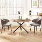 HOMCOM 47" Round Dining Table with Steel Legs - Brown-Scratch-resistant surface stands up to everyday use