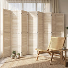 HOMCOM 8-Panel Freestanding Room Divider with Pegboard Panel for Indoor Bedroom Office - Natural-Material: Paulownia Wood 

