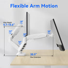 ShoppingAll Dual VESA Monitor Mount with Fully Adjustable Gas Spring Arm and Office Desk Clamp - White-Rock-Solid Stability: Built with a dual-clamp base that delivers unmatched sturdiness. For desks with grommet holes (1.57"–2.36"), no extra parts or modifications are needed - our compact clamp fits directly into the hole for secure, wobble-free support