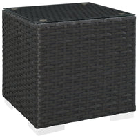 Modway Sojourn Outdoor Patio Side Table - Chocolate-Synthetic Rattan Weave
