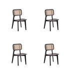 Manhattan Comfort Versailles 18.5" Industry Chic Dining Chair - Black and Natural Cane - Set of 4-Modern - Industry Chic Cane Dining Chair Perfect for Dining Room Use. Set of 4