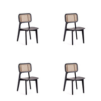 Manhattan Comfort Versailles 18.5" Industry Chic Dining Chair - Black and Natural Cane - Set of 4-Modern - Industry Chic Cane Dining Chair Perfect for Dining Room Use. Set of 4