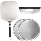 Blackstone 4-Piece Pizza Essentials Tool Kit-Four-piece kit contains a folding pizza peel, a rocking pizza cutter, and two 14-inch pizza trays