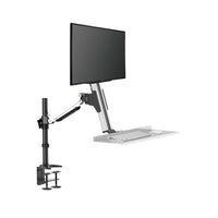 ShoppingAll Height Adjustable Standing Desk Converter Monitor Riser - 25" - White-Effortless sit-to-stand – Gas-spring lift lets you raise or lower the platform smoothly with one hand for instant posture change and all-day comfort