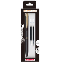 Zebra Sarasa Grand  Retractable Gel Ink Pens with 2 Reffils - 0.5 mm Tip - Sepia Black Barrel - Black Ink-Rapid Dry Ink – No smears. No smudges