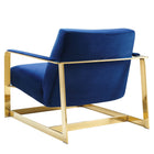Modway Seg Performance Velvet Accent Chair - Gold Navy-Non-Marking Foot Caps