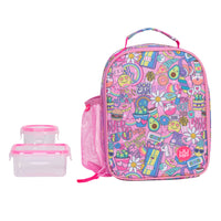 Jump Lunch Pack Bento Set - Pink-Geometric, polyester & PEVA material