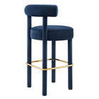 Modway Toulouse Performance Velvet Bar Stool - Midnight Blue Gold-Ships Fully Assembled