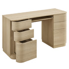 Modway Mirae 55" 6-Drawer Curved Office Desk - Brushed Light Oak-Assembly Required