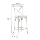 Modway Gear Counter Stool - White-Elm Wood Construction