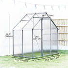 Outsunny 6' x 4' x 6.6' Polycarbonate Greenhouse with Galvanized Base Adjustable Roof Vent Sliding Door - Silver- UV protection polycarbonate panels shield plants from harsh sunlight
 