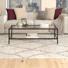 Hudson&Canal Hera 54"W Rectangular Coffee Table with Glass Shelf - Blackened Bronze-Clean with a soft, dry cloth and no harsh chemicals or abrasive cleaning materials