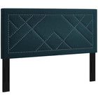 Modway Reese Nailhead Upholstered Linen Fabric Full/Queen Headboard - Azure-Elegant Upholstered Headboard