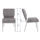 Flash Furniture HERCULES Series 21"W Stacking Church Chair - Silver Vein Frame - Grey Fabric-Book Pouch on Back