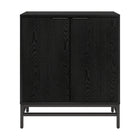 Hudson&Canal Montello 28"W Accent Cabinet - Black Grain-Features two fluted swing-out doors, adjustable center shelf, and a cable management cut-out