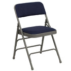 Flash Furniture HERCULES Series Curved Triple Braced & Double Hinged Navy Fabric Metal Folding Chair-Padded seats made from navy blue fabric upholstery