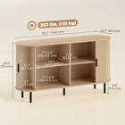 HOMCOM 55" Fluted Mid Century Sideboard Buffet Cabinet with Tambour Sliding Doors - Natural Wood-Warm natural wood grain finish blends seamlessly with various decor styles