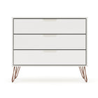 Manhattan Comfort Rockefeller 35.24" Mid-Century Modern 3-Drawer Dresser 2-Piece Set - Off White-Option to Fit up to a 32" TV Stand, with a 11 Lb. Shelf Capacity Per Shelf.