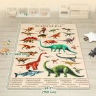 Qaba Educational Polyester Dinosaur Pattern Crawling Mat - 79" L x 59" W - Khaki-Made from 100% polyester fabric for a soft, warm, carpet-like feel 