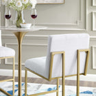Modway Privy Gold Stainless Steel Upholstered Fabric Bar Stool - Gold White-Gold Stainless Steel Geometric Base