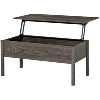 HOMCOM 39" Modern Lift Top Coffee Table with Hidden Storage Compartment - Light Grey-Lift top coffee table with hidden storage space for storing your home items