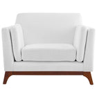 Modway Chance Upholstered Fabric Armchair - White-Solid Rubberwood Frame