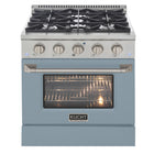 Kucht 30" KDF Series Pro Style Natural Gas Dual Fuel Range - Stainless Steel/Light Blue-Extra-large convection oven with 4.2 cu. ft. capacity, featuring a 5-rack configuration and oversized oven window for enhanced visibility and flexible cooking