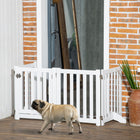 PawHut 4 Panel Foldable Dog Gate with Door - White-Two additional supports for increased stability 