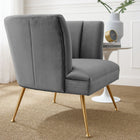 Modway Veronica Channel Tufted Performance Velvet Armchair - Grey-Performance Velvet Upholstery
