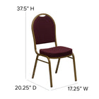 Flash Furniture HERCULES Series Dome Back Stacking Banquet Chair in Burgundy Patterned Fabric - Gold Frame-2.5'' Thick Seat Cushion