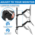Mount-It! Adjustable Monitor Mount for Up to 32" Screens - Black-Weight Capacity: 17.6 lb