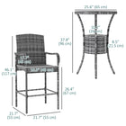 Outsunny 3 Pieces Patio Bar Set with Ice Bucket, Mixed Grey-With quality steel construction, our barstools can bear 350 lb (160 kg) weight so that they are more robust  
