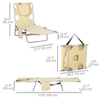 Outsunny Tanning Chair with Face Hole - 5-Level Folding Lounge Chair - Beige-A side pocket to store magazines and phones