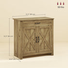 HOMCOM Farmhouse 31.5" L Sideboard Buffet Cabinet with Storage - Natural Wood-Quality MDF and particleboard