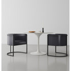 Manhattan Comfort Cosmopolitan 24" Mid-Century Modern Faux Leather Upholstered Dining Chair - Black-Frame Made of Durable Metal with Geometric Design