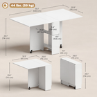 HOMCOM Drop Leaf Folding Dining Table with 2-Tier Shelves & Rolling Casters for 2-4 - White-Two shelves mean discreet storage