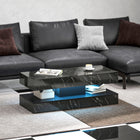 HOMCOM Marble-Effect Coffee Table with LED Light - Effect Black-Detachable LED strip for convenience