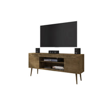 Manhattan Comfort Bradley 62.99" Mid-Century Modern TV Stand - Rustic Brown-Mid-Century Modern Free Standing TV Stand for Living Room and Bedroom use