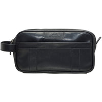 Mancini Buffalo Dual Top Zipper Toiletry Bag - 10" x 4.25" x 5" - Black-Dual top zipper main compartment