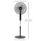 HOMCOM 54" H Pedestal Fan with Remote Control for Bedroom - Black-The adjustable height between 46.5'' to 54.25''can suit your specific cooling needs 