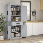 HOMCOM 72" H Tall Kitchen Pantry Cabinet with Barn Doors and Drawer - Grey-Two 3-level adjustable shelves offer personalized organization 