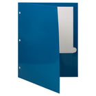 JAM Paper Laminated Glossy 3 Hole Punch Two-Pocket School Folders - Blue - 6 Pack-4