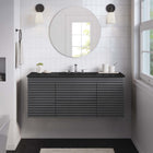 Modway Render 48" Wall-Mount Bathroom Vanity - Grey/Black-MDF and Particleboard